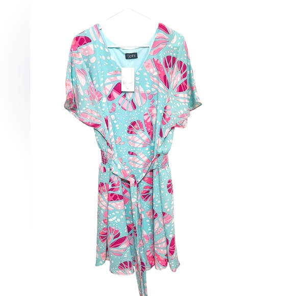 NWT Katie Grace Boutique Kelly Blue Pink Multi Dress Size 2X - Picture 2 of 10